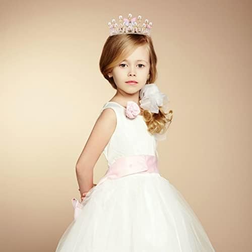 Tiaras For Girl Crystal Tiara Pearl Princess Crown For Girls Handmade Butterfly Pearl Girls Tiaras For Kids 5-16 Years Gifts For Birthday Costume Party Christmas