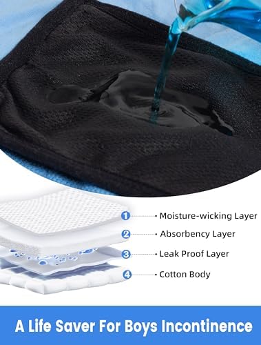 TIICHOO Washable Incontinence Underwear For Boys Cotton Reusable Nighttime Underwear Boys 5 Pack