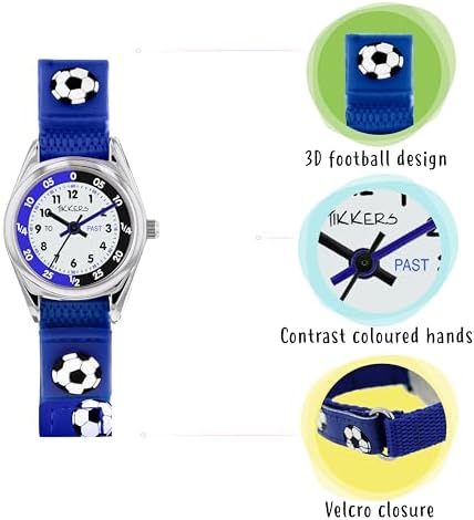 Tikkers Boys Blue Canvas Rip Strap Time Teacher Football Watch