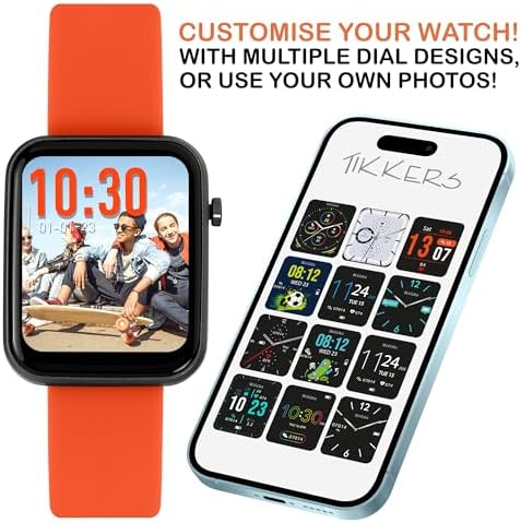 Tikkers Kids Series 13 Smart Watch With Fitness Tracker Alarm Clock Camera GPS Connection Heart Rate Monitor Step Counter Touch Screen Orange Silicone Strap
