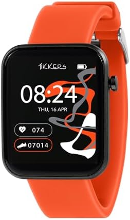 Tikkers Kids Series 13 Smart Watch with Fitness Tracker Alarm Clock Camera GPS Connection Heart Rate Monitor Step Counter Touch Screen Orange Silicone Strap