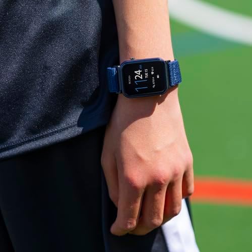 Tikkers Kids Series 13 Smart Watch With Fitness Tracker Alarm Clock Camera GPS Connection Heart Rate Monitor Step Counter Touch Screen Navy Riptape Strap