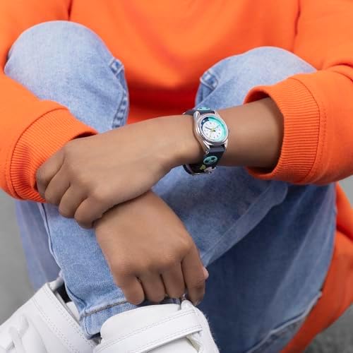 Tikkers Kids Time Teacher 3D Navy Football Silicone Strap Analogue Watch