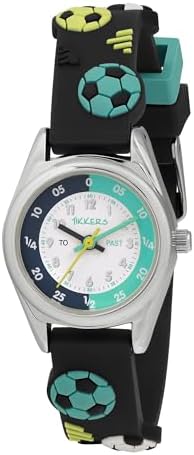 Tikkers Kids Time Teacher 3D Navy Football Silicone Strap Analogue Watch