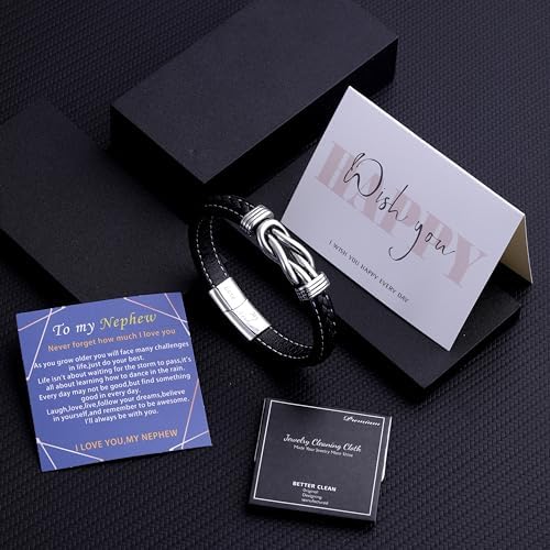 To My Son/Grandson/Husband/Boyfriend/Uncle/Nephew/Man/Brother Bracelet Braided Leather Bracelet For Son/Grandson/Husband/Boyfriend/Uncle/Nephew/Man/Brother Christmas Gifts Bracelet Gifts For Men