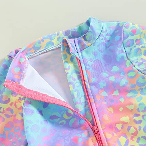 Toddler Baby Girl Swimming Costume Long Sleeve Zip Up Ruffle Mermaid Swimsuit Fish Scale Pattern Sun Protection Rash Guard Swimwear One Piece Bathing Suits Summer Beachwear