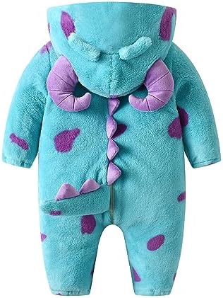 Toddler Baby Girls Boys Fleece Jumpsuit Cartoon Animal Halloween Cosplay Costume Horn Hooded Warm Thicken Winter Rompers Outwear