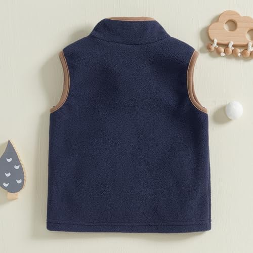 Toddler Boys Fleece Vest Tractor Embroidery Sleeveless Vest Zip Up Jacket Coat Infant Fall Winter Outwear