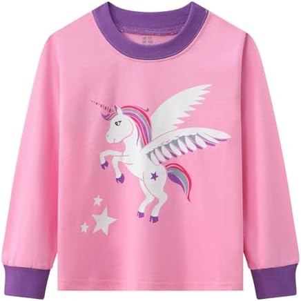 Toddler Girls Pyjamas Set 100% Cotton Pajamas Pjs Nightwear Cute Print Flamingo Kids Christmas Sleepwear Tops & Pants Children Outfit Age 2-8 Years