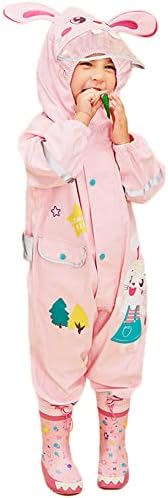 Toddler Puddle Suit Boys Girls Rain Suit Waterproof Overalls Kids All in One Muddy Suit Cartoon Hoodie Rain Jacket Rainwear for 1-8 years S-XL Size