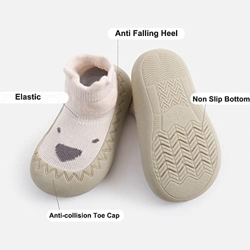 Toddler Sock Shoes Cute Baby First Walking Shoes Soft Sole With Grips For Boys Girls