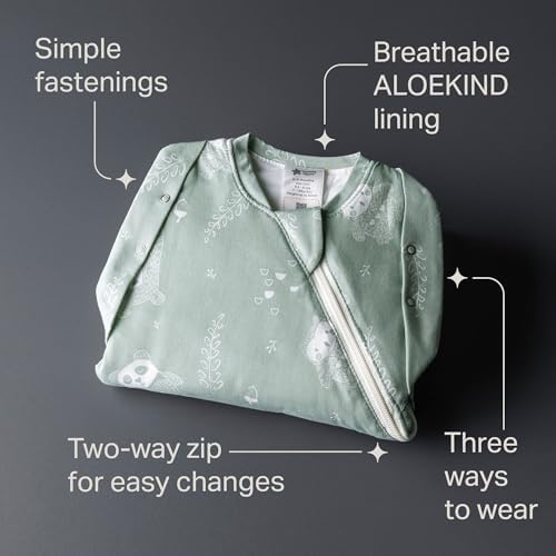 Tommee Tippee Swaddle Bag 3-6m 2.5 Tog For 16-20°C Woodland Gro Friends Sleeping Bag Soft Cotton-Rich Fabric Healthy Hip Development Design Bottom To Top Zip