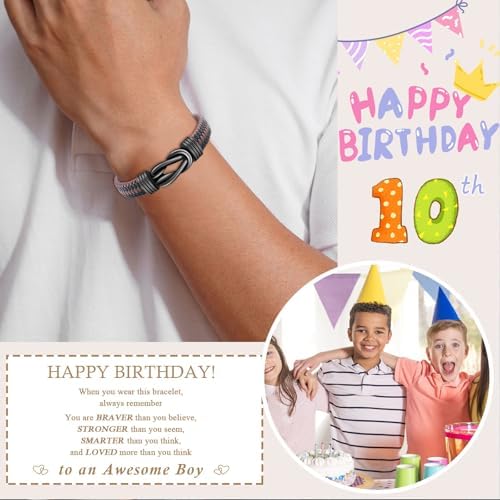 Toplstud Birthday Gift For Boys - Boys Bracelet Leather Bracelets - Teenage Boy Gifts - Birthday Presents For Son Grandson Nephew