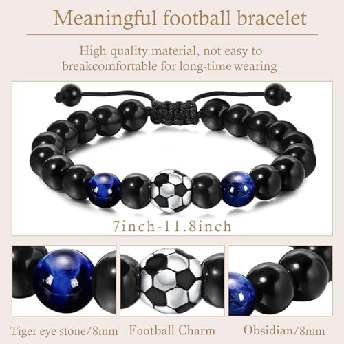 Toplstud Football Bracelets Gift For Boys - 10th 13th 14th 16th 18th Birthday Gifts For Boys - Football Birthday Presents For Son Grandson Brother Friend Nephew - Bracelets For Teenage Boy