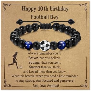 Toplstud Football Bracelets Gift for Boys - 10th 13th 14th 16th 18th Birthday Gifts for Boys - Football Birthday Presents for Son Grandson Brother Friend Nephew - Bracelets for Teenage Boy