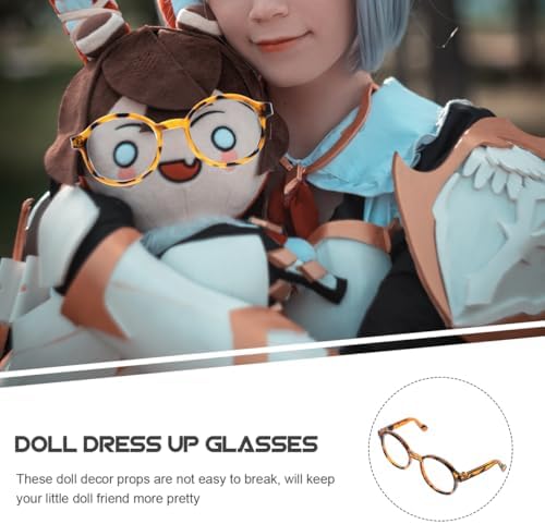 TOYANDONA 2pcs Doll Glasses Plastic Leopard Print Eyeglasses Decorative Mini Glasses For Dolls Stylish Eyeglasses For Dress Up And Photography Small Sunglasses