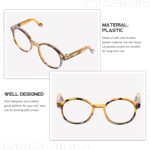 TOYANDONA 2pcs Doll Glasses Plastic Leopard Print Eyeglasses Decorative Mini Glasses For Dolls Stylish Eyeglasses For Dress Up And Photography Small Sunglasses