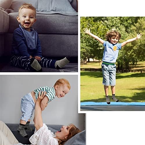 TRAMLE Boys Striped Cotton Socks - 12 Pairs Breathable Cotton Socks For Toddler Kids Boys Or Girls （1-14 Years Old） With Striped Designed