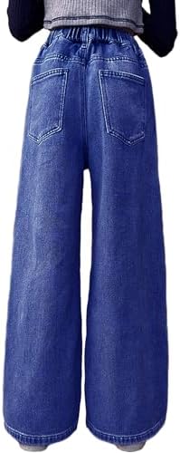 Trendy Baggy Jeans For Girls: Wide Leg Elastic Waist For Kids Ages 6-13 Perfect Girls Trousers And Pants For Fashion-Forward Kids