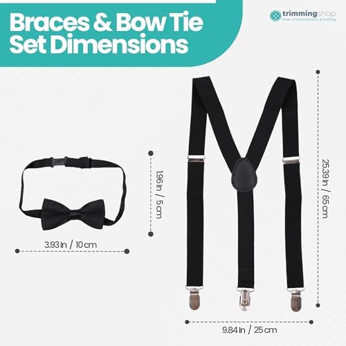 Trimming Shop Kids Suspenders And Bow Tie Set Old Children Adjustable Y Shaped Fully Elasticated Clip On Brace Pink Colour BowTie Perfect Clothing Accessory For Children