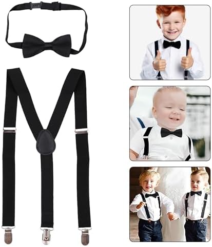 Trimming Shop Kids Suspenders And Bow Tie Set Old Children Adjustable Y Shaped Fully Elasticated Clip On Brace Pink Colour BowTie Perfect Clothing Accessory For Children
