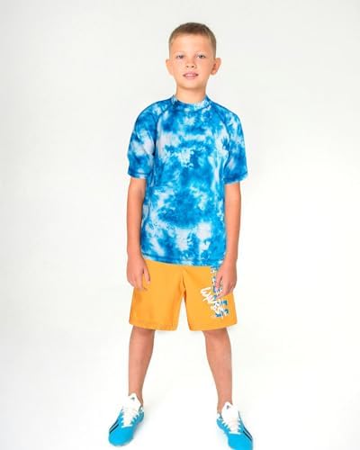 Trsenvrml Boys Swimwear Sets Kids Rash Guard Swimsuit Short Sleeve Bathing Suit Tie Dye Swim Shirts Trunks Shorts