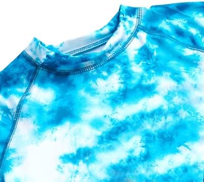 Trsenvrml Boys Swimwear Sets Kids Rash Guard Swimsuit Short Sleeve Bathing Suit Tie Dye Swim Shirts Trunks Shorts