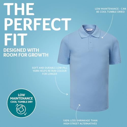 Trutex 3 Pack Standard Fit Short Sleeve School Polo Shirts For Boys And Girls (2-16 Years) Unisex Kids Polo Shirts Boys And Girls Ideal For PE Kits - Genuine School Uniform
