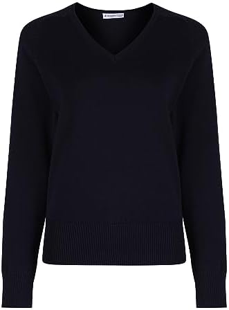 Trutex Girls School Jumper V Neck Cotton Long Raglan Sleeve Fitted Low-Pill Fabric Machine Washable