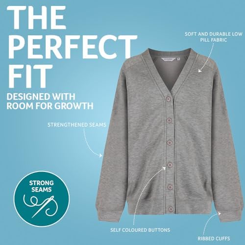 Trutex Unisex Sweatshirt Cardigan For School Uniform Long Sleeve Button Down