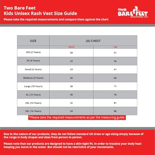 Two Bare Feet Kids Thermal Fleece Lined Rash Vest - UV50 Protection Surf Base Layer Wetsuit Swimming Tops For Surfing