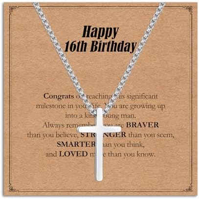 Twutqel Cross Necklace for Men Boys Adjustable Silver/Black Stainless steel Cross Chain 16th 18th Birthday Baptism Christmas Gifts for Son Grandson Nephew Brother Cousin Age 6-21