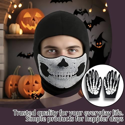TZMFHD Ghost Mask 6-Piece Set For Outdoor Sports 375mm×255mm Skull Balaclava Ghost Face Mask Costume Parties Makeup Events And Winter Warmth Skull Mask