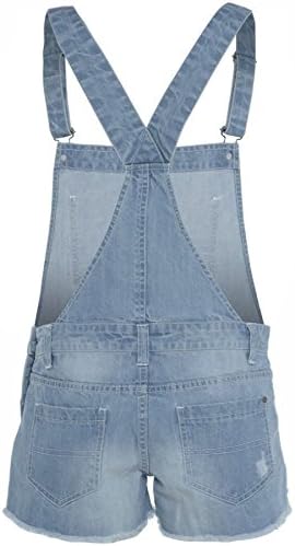 Unbranded New Kids Girls Denim Stretch Light WASH Playsuit Jumpsuit Dungaree Shorts