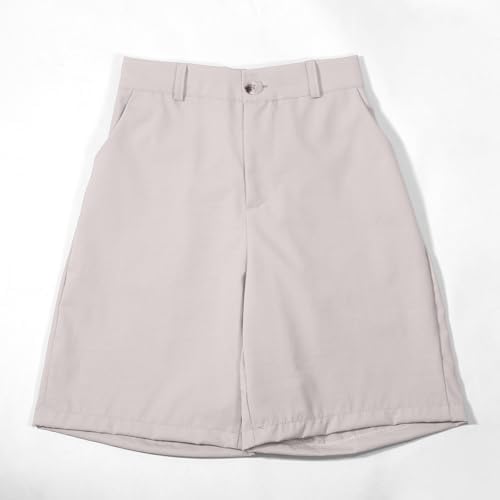 Uniform Shorts For Boys Girls Adjustable Waist Stretch Flat Front Shorts For School Golf With Pockets Zipper Button Closure Chino Short