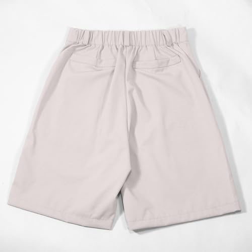 Uniform Shorts For Boys Girls Adjustable Waist Stretch Flat Front Shorts For School Golf With Pockets Zipper Button Closure Chino Short
