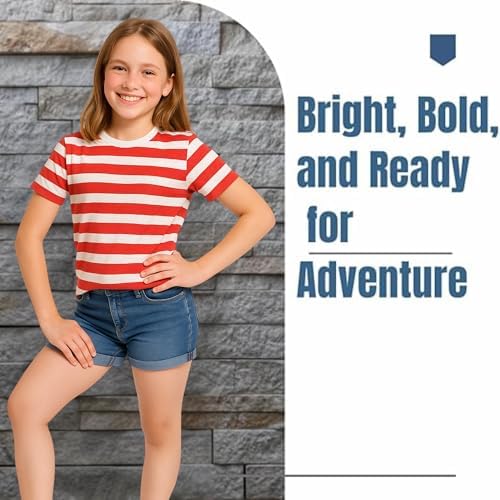 Unisex Children Striped T-Shirts - Soft Cotton Short Sleeve Tees For Boys & Girls Casual Everyday Wear T-Shirts For Kids - Sizes 5-13 Years