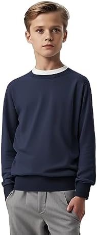 Unisex SweatShirt Boys Girls Fleece Jumper Classic Crew Neck Long Sleeve School Uniform Sweater