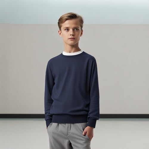 Unisex SweatShirt Boys Girls Fleece Jumper Classic Crew Neck Long Sleeve School Uniform Sweater