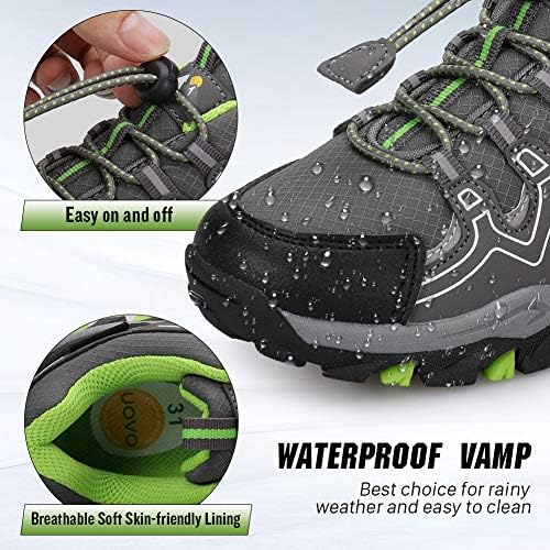 UOVO Boys Trainers Kids Walking Shoes Low-Top Sneakers Children Waterproof Trekking Hiking Footwear Running Shoes Black Blue Gray Size 9 UK Child To 5.5 UK