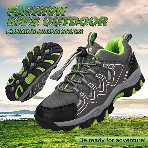 UOVO Boys Trainers Kids Walking Shoes Low-Top Sneakers Children Waterproof Trekking Hiking Footwear Running Shoes Black Blue Gray Size 9 UK Child To 5.5 UK