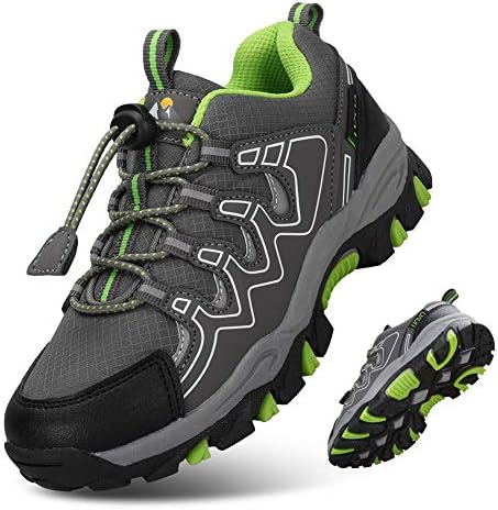 UOVO Boys Trainers Kids Walking Shoes Low-Top Sneakers Children Waterproof Trekking Hiking Footwear Running Shoes Black Blue Gray Size 9 UK Child to 5.5 UK