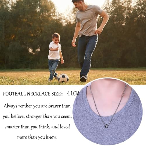 USEEDOVIA Football Necklace Gifts For Boys Football Gifts For Teenage Boy Age 13-15 16-18 Years Old Birthday Christmas Graduation Soccer Jewelry Gift For Son Grandson Nephew Brother