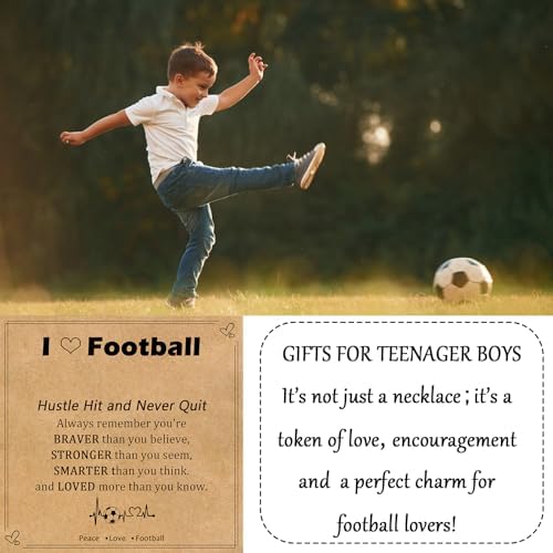 USEEDOVIA Football Necklace Gifts For Boys Football Gifts For Teenage Boy Age 13-15 16-18 Years Old Birthday Christmas Graduation Soccer Jewelry Gift For Son Grandson Nephew Brother