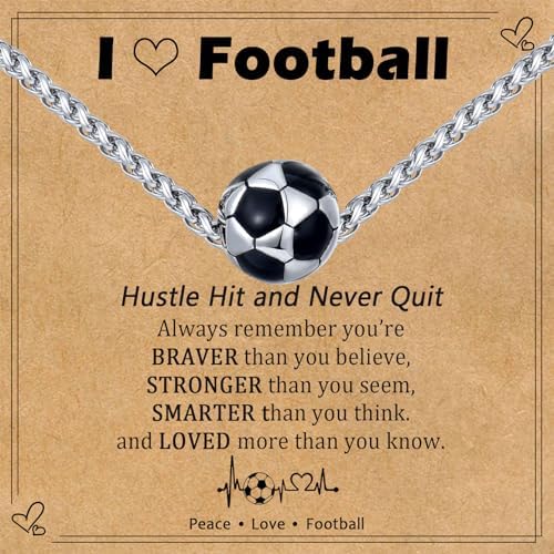 USEEDOVIA Football Necklace Gifts for Boys Football Gifts for Teenage Boy Age 13-15 16-18 Years Old Birthday Christmas Graduation Soccer Jewelry Gift for Son Grandson Nephew Brother