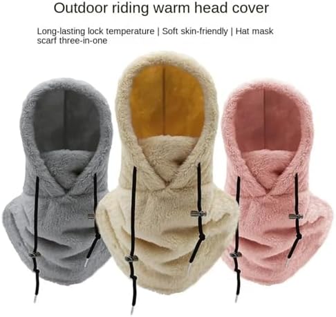 Vacclo Warm Sherpa Hood Ski Mask - Sherpa Hood Ski Mask - Adjustable Windproof Balaclava Scarf For Women And Men In Cold Weather - Perfect For Skiing Riding And Cycling