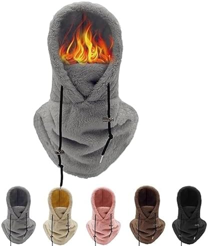 Vacclo Warm Sherpa Hood Ski Mask - Sherpa Hood Ski Mask - Adjustable Windproof Balaclava Scarf for Women and Men in Cold Weather - Perfect for Skiing Riding and Cycling