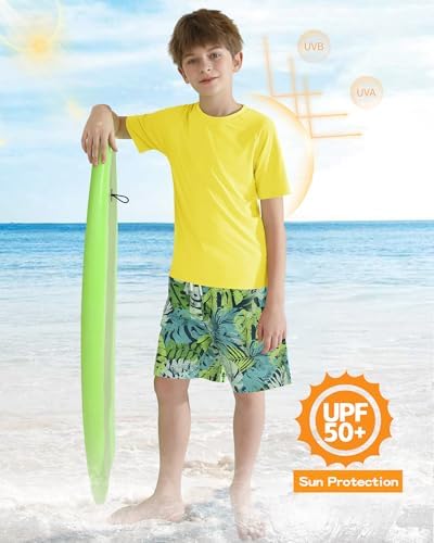 Valcatch Boy's Girls UPF 50+ Rash Guard Swim Shirts Kids Teens Quick Dry Athletic Short Sleeve T Shirt UV Fishing Surfing Water Beach Tops Running Workout Gym Active Tee Shirt