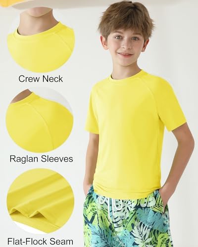 Valcatch Boy's Girls UPF 50+ Rash Guard Swim Shirts Kids Teens Quick Dry Athletic Short Sleeve T Shirt UV Fishing Surfing Water Beach Tops Running Workout Gym Active Tee Shirt