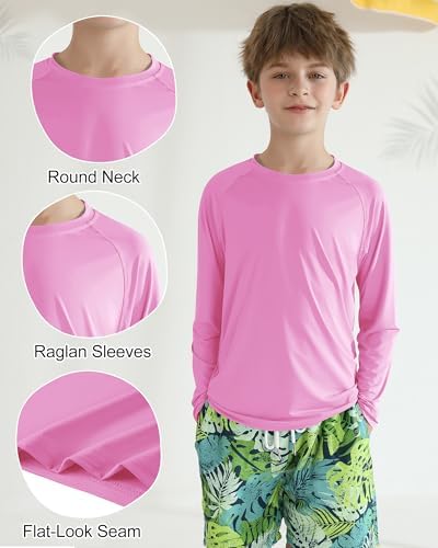 Valcatch Boy's Girls UPF 50+ Sun Protection Shirts Long Sleeve Swim Rash Vests Kids Teens Fishing Hiking Shirt Quick Dry Athletic Performance Active T-Shirt Running Gym Workout Tee Tops